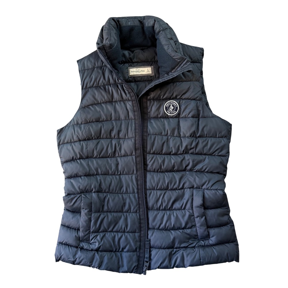 Vintage Y2K Abercrombie & Fitch Black Quilted Puffer Vest Logo Patch Women's S